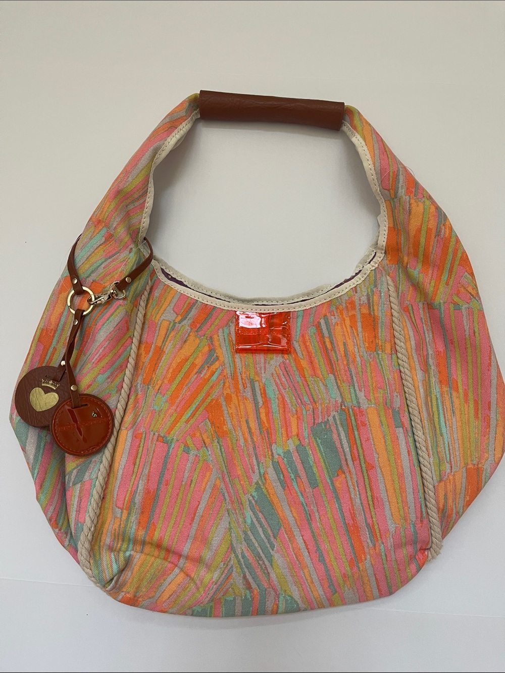 Juicy Couture Multicolor Striped Shoulder Bag - Pink/Orange/Green